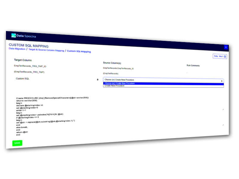 Click to view enlarged image of Data Spectra: SQL Feature